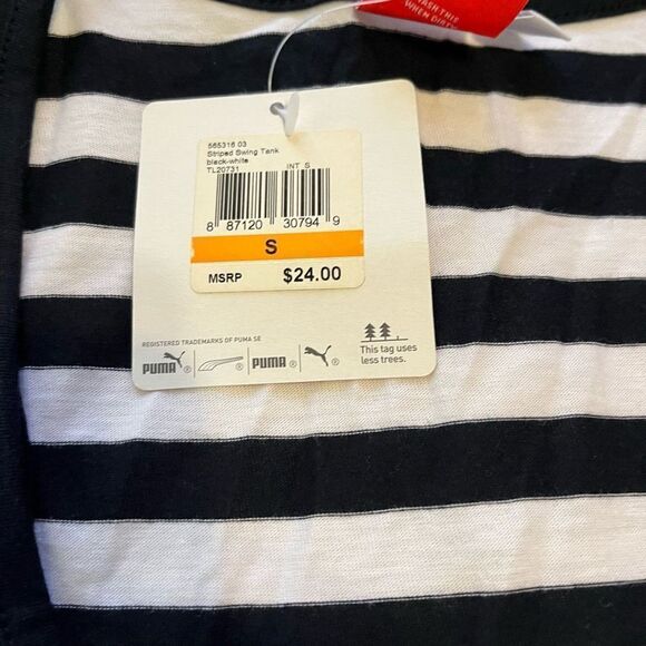 Puma Women's Black And White Scoop Neck Striped Swing Tank Top Size Small NWT - Picture 7 of 8